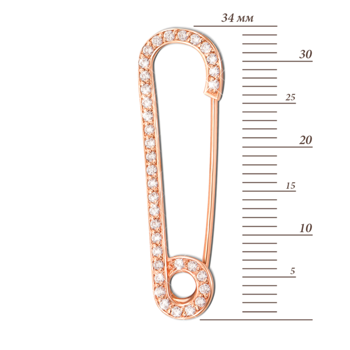 Золота брошка-булавка з фіанітами. Артикул 4079