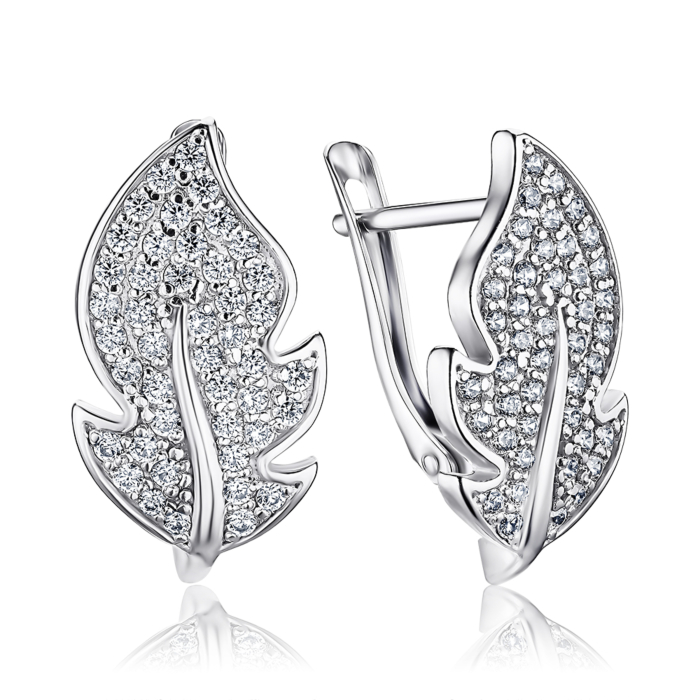 Серебряные серьги с фианитами. Артикул 40828/12/1/323