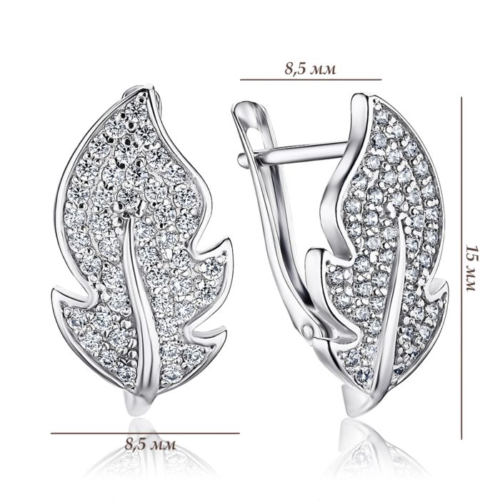 Серебряные серьги с фианитами. Артикул 40828/12/1/323