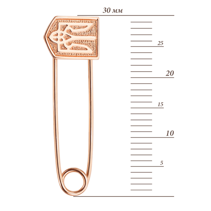Золота брошка-булавка з тризубом. Артикул 4087