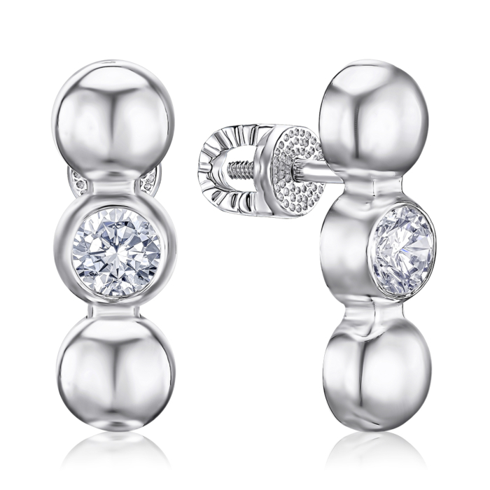 Срібні сережки з фіанітом 40914/12/1/53