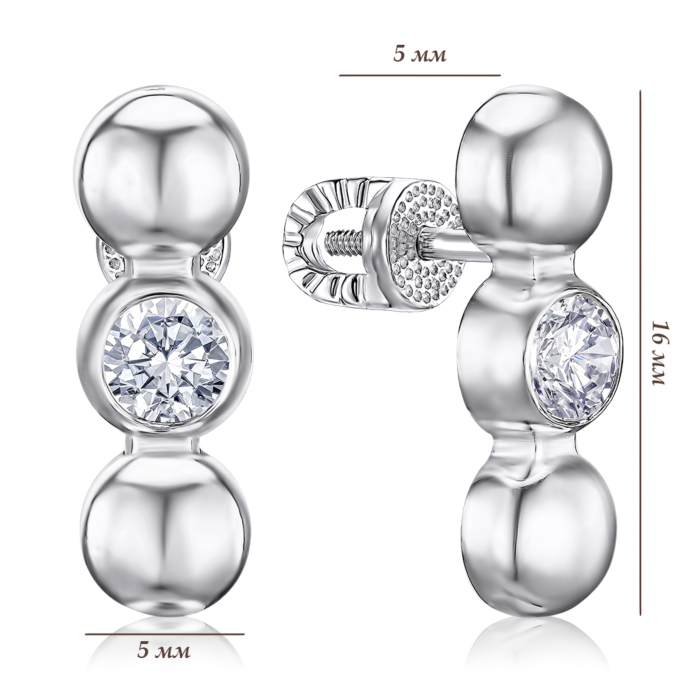 Срібні сережки з фіанітом 40914/12/1/53