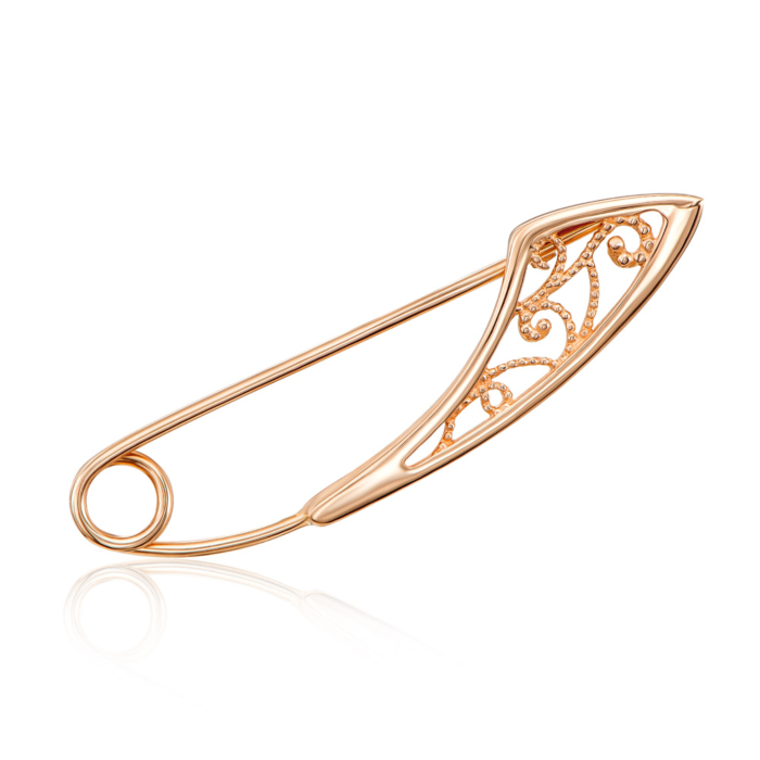 Золота брошка-булавка без вставки. Артикул 4092