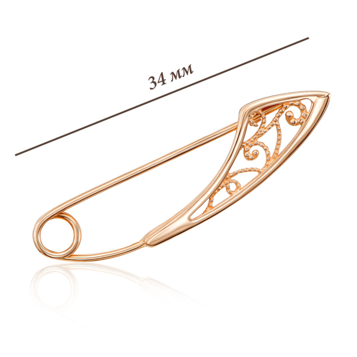 Золота брошка-булавка без вставки. Артикул 4092