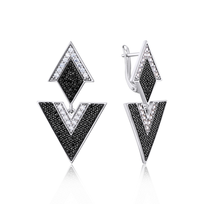 Срібні сережки з фіанітами. Артикул 40944/12/1/405