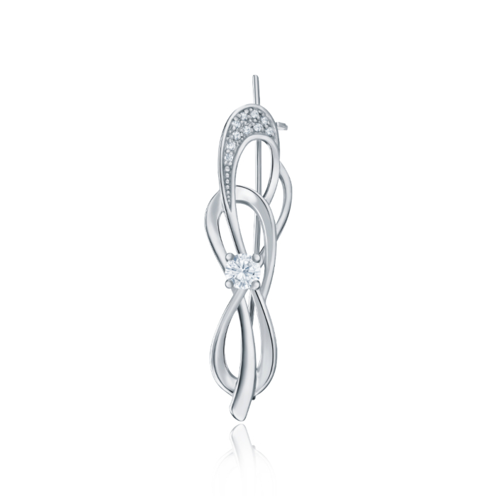 Срібна брошка-булавка з фіанітами. Артикул 4096/12/1/26