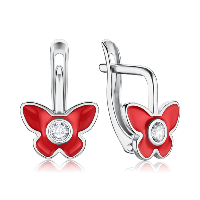 Срібні сережки з емаллю. Артикул 40973/12/1/3861