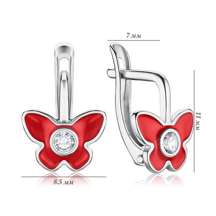 Срібні сережки з емаллю. Артикул 40973/12/1/3861