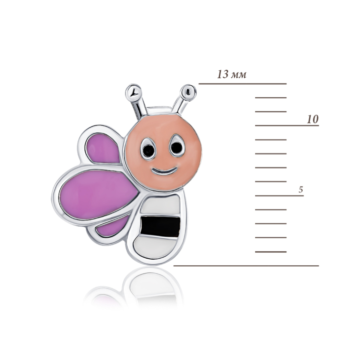Серебряные серьги «Пчела» с эмалью. Артикул 40974-1/12/1/3852