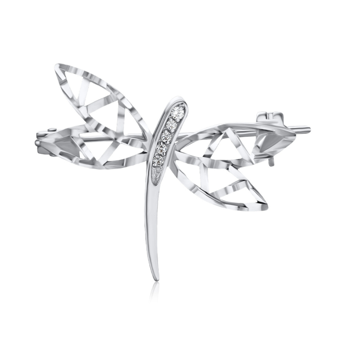 Срібна брошка з фіанітами 4097/12/3/36