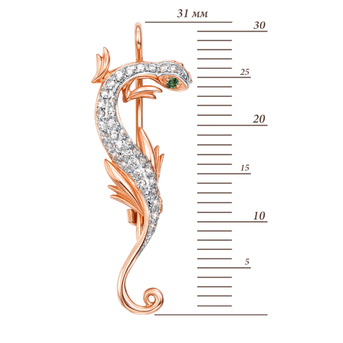 Золота брошка з фіанітами. Артикул 4100