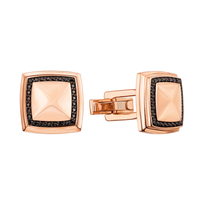 Золоті запонки з фіанітами. Артикул 4102/ч