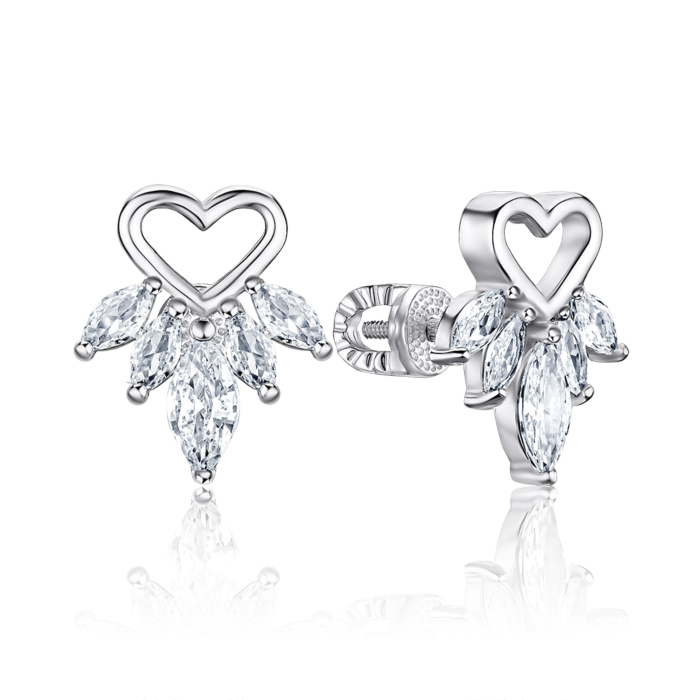 Серебряные серьги с фианитами. Артикул 41026/12/1/4156