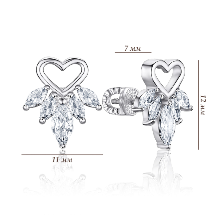 Серебряные серьги с фианитами. Артикул 41026/12/1/4156