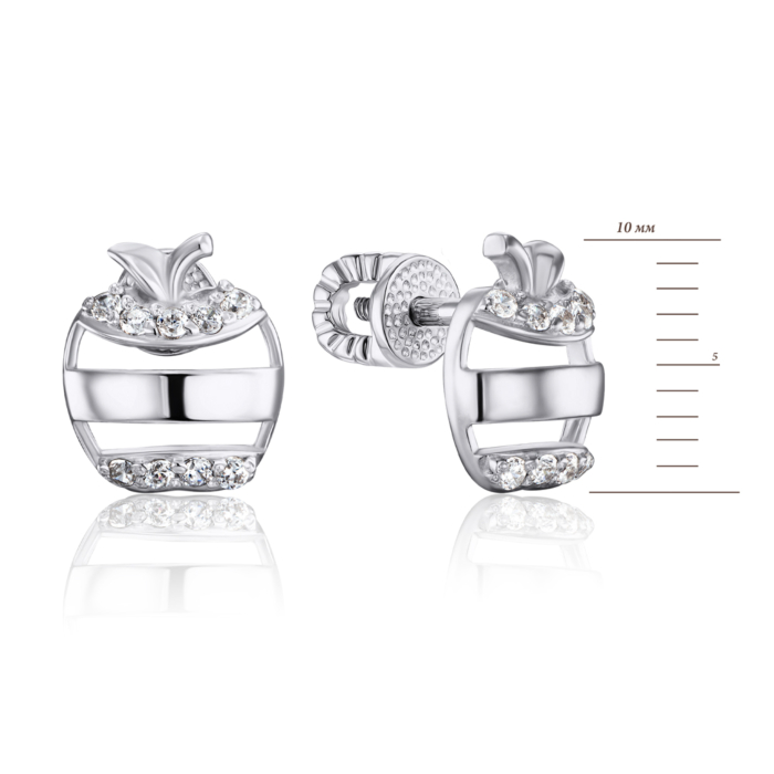 Серебряные серьги-пуссеты с фианитами. Артикул 41083/12/1/13