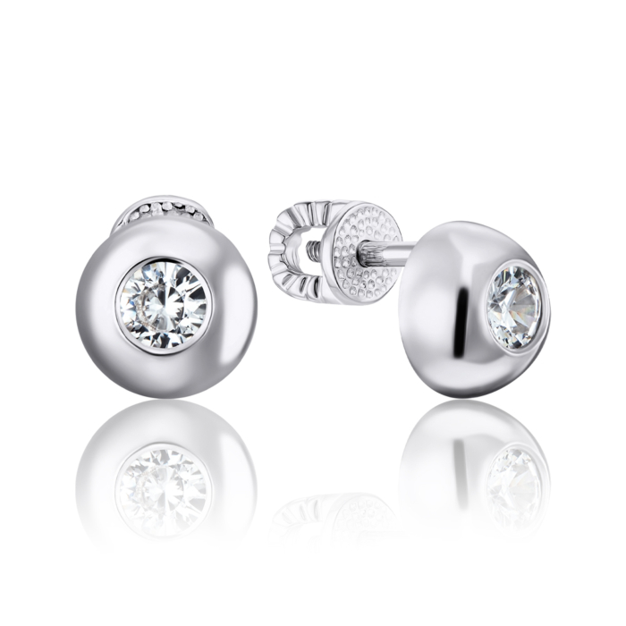 Серебряные пуссеты с фианитами. Артикул 41098/12/1/28