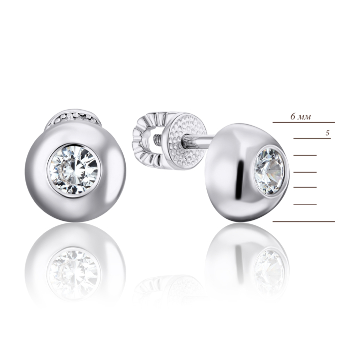 Серебряные пуссеты с фианитами. Артикул 41098/12/1/28