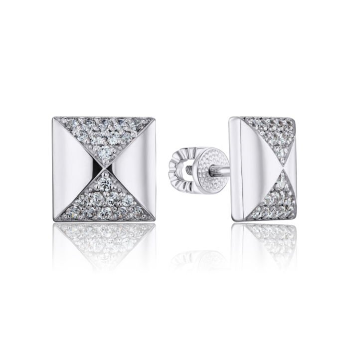 Срібні сережки-пусети з фіанітами. Артикул 41113/12/1/36