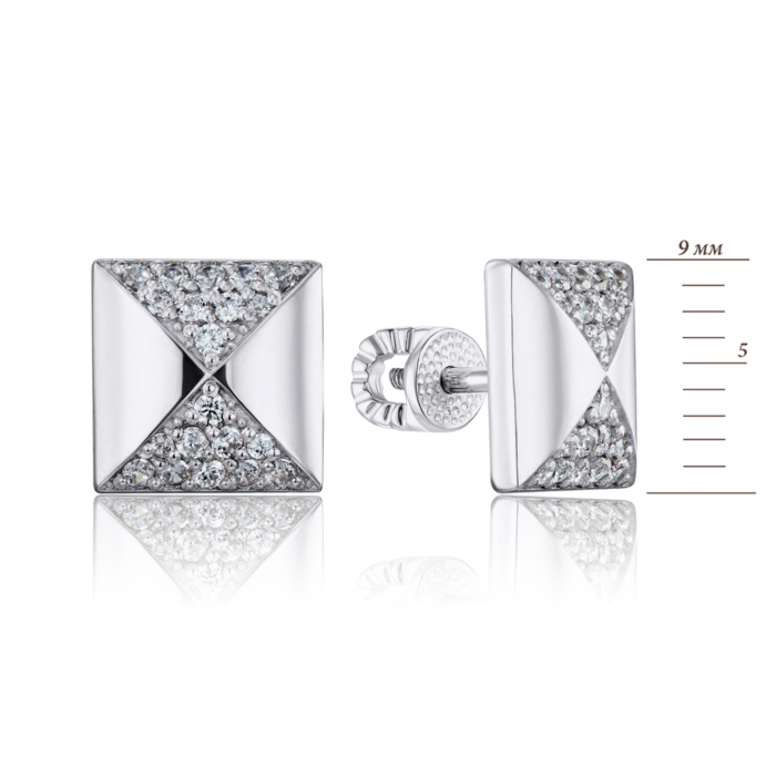 Срібні сережки-пусети з фіанітами. Артикул 41113/12/1/36