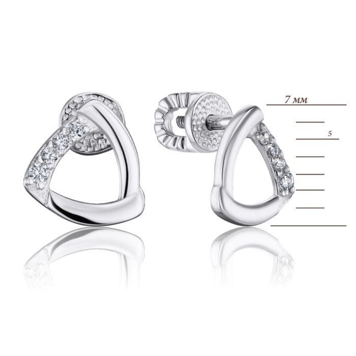 Срібні сережки-пусети з фіанітами. Артикул 41115/12/1/36