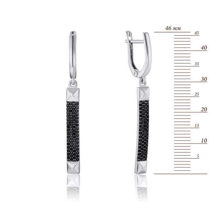 Серебряные серьги-подвески с фианитами. Артикул 41125/12/1/526