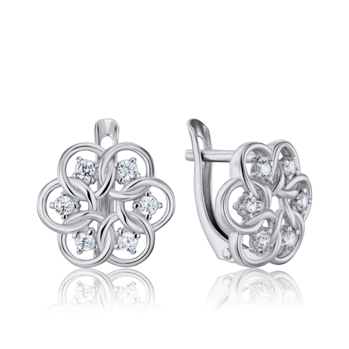 Серебряные серьги с фианитами. Артикул 41126/12/1/46