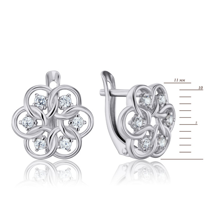 Серебряные серьги с фианитами. Артикул 41126/12/1/46