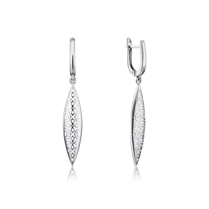 Срібні сережки-підвіски без вставки. Артикул 41128/12/1