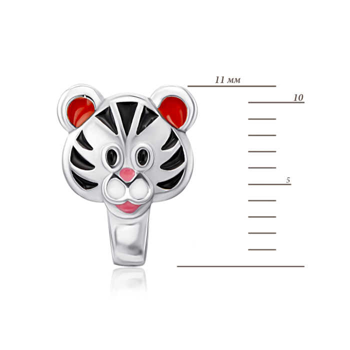 Срібні сережки-пусети «Тигр» з емаллю. Артикул 41131/12/1/3992