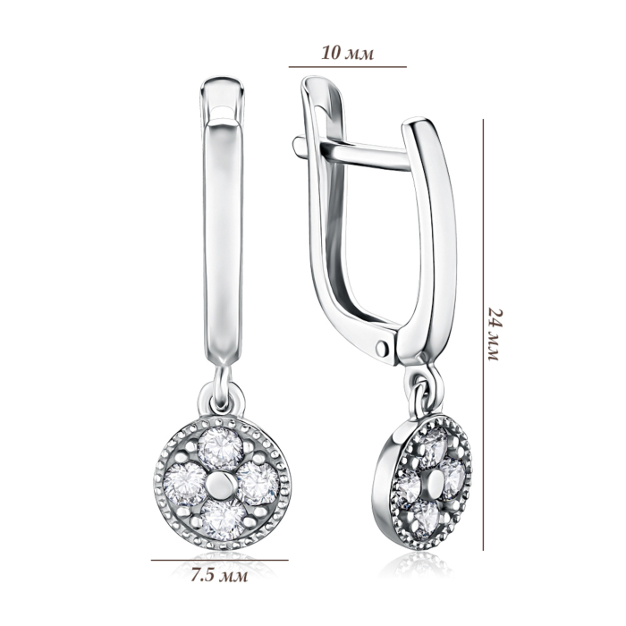 Срібні сережки з фіанітами 41136/12/1/52