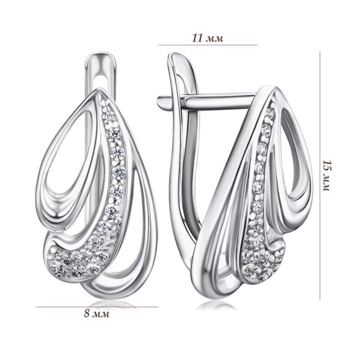 Срібні сережки з фіанітами 41141/12/1/323