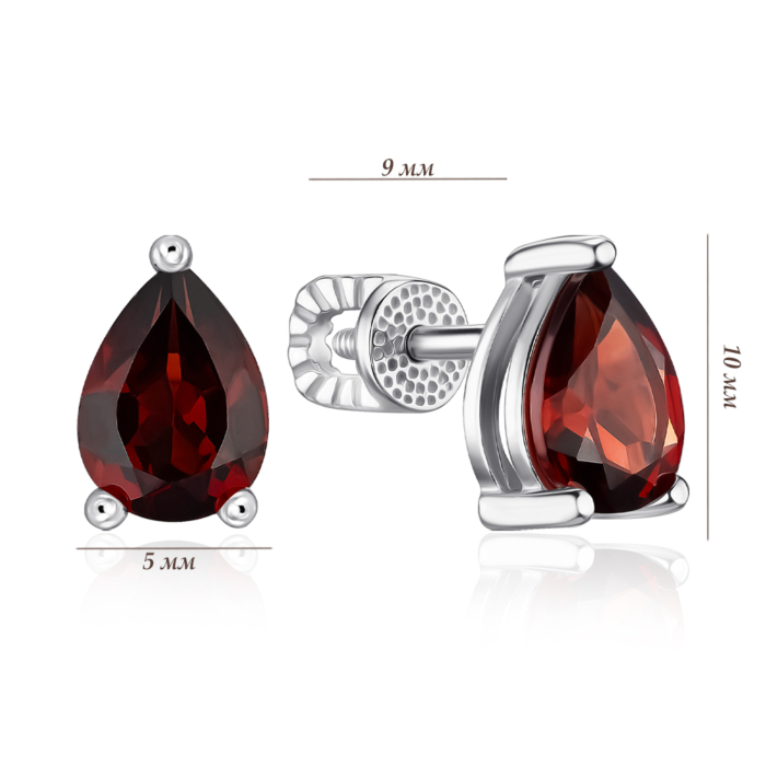 Срібні сережки з гранатом 41160/12/1/6495