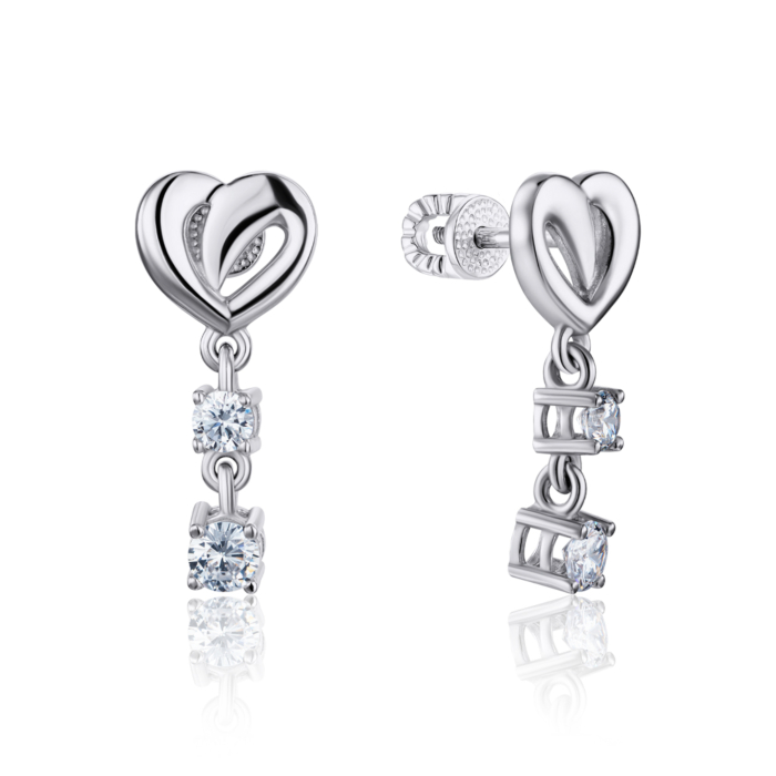 Себеряные серьги-пуссеты с фианитами. Артикул 41163/12/1/77