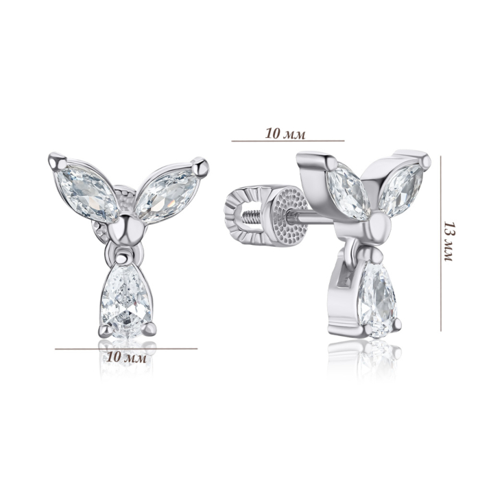 Срібні сережки-пусети з фіанітами 41206/12/1/4129