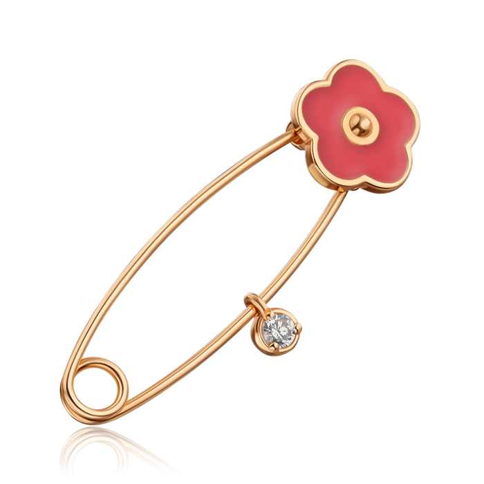 Золотая брошка-булавка с эмалью. Артикул 4120/01/0/948