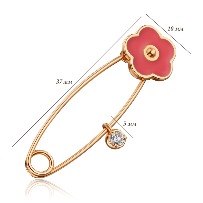 Золотая брошка-булавка с эмалью. Артикул 4120/01/0/948