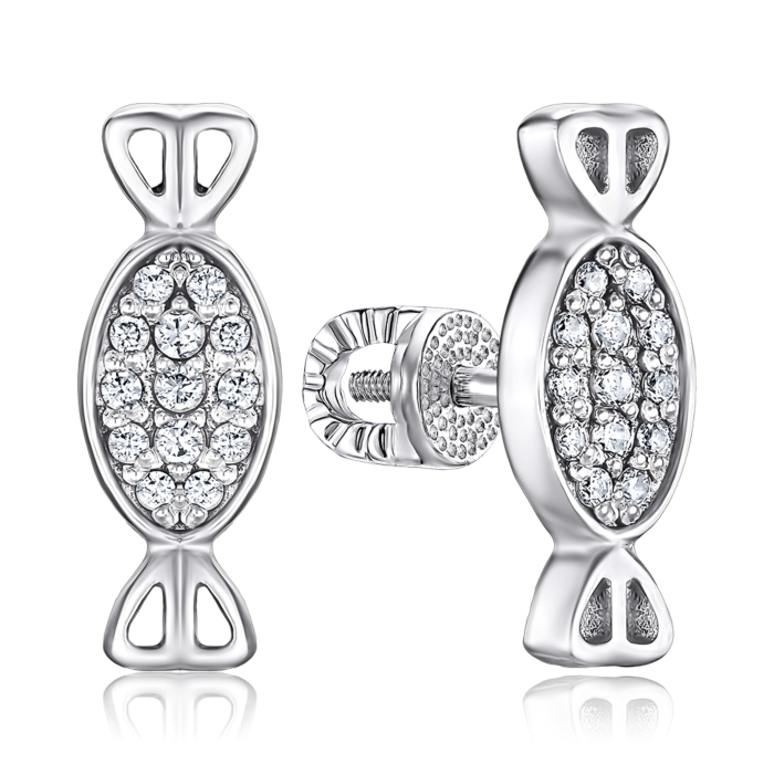 Срібні сережки з фіанітами 41221/12/1/36