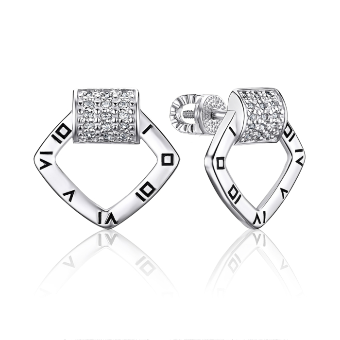 Серебряные серьги с фианитами. Артикул 41222/12/1/627