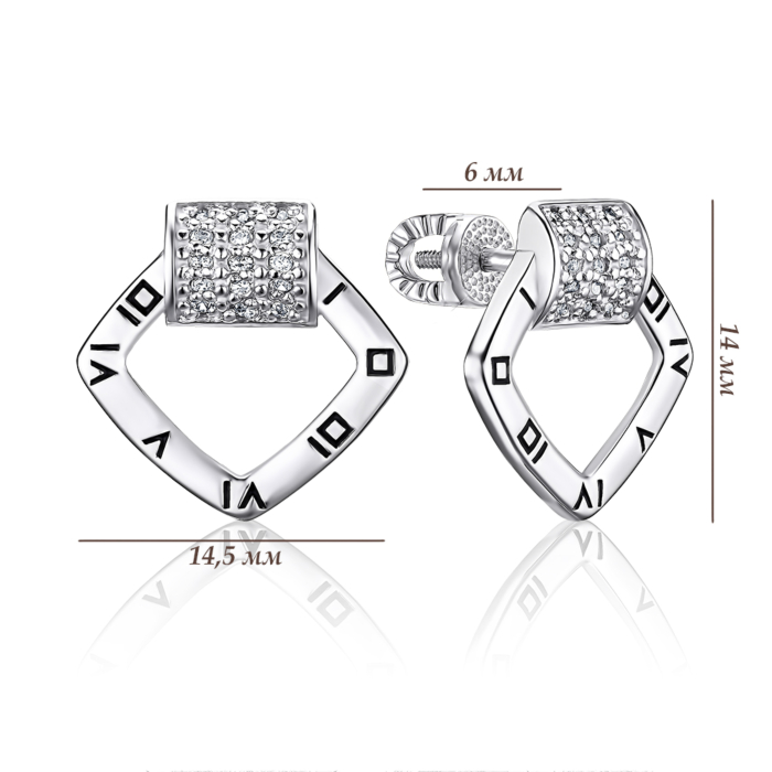 Серебряные серьги с фианитами. Артикул 41222/12/1/627