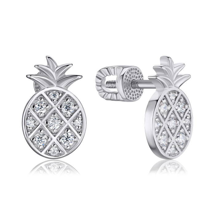 Срібні сережки Ананас з фіанітами 41235/12/1/79