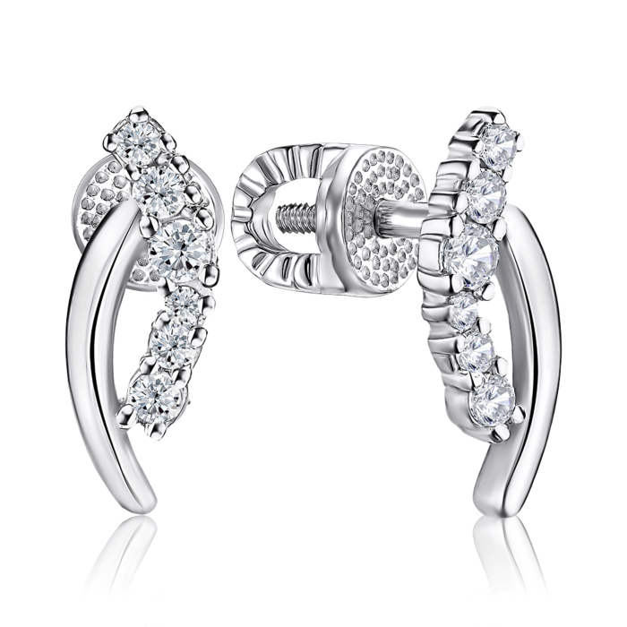 Серебряные серьги с фианитами. Артикул 41237/12/1/117