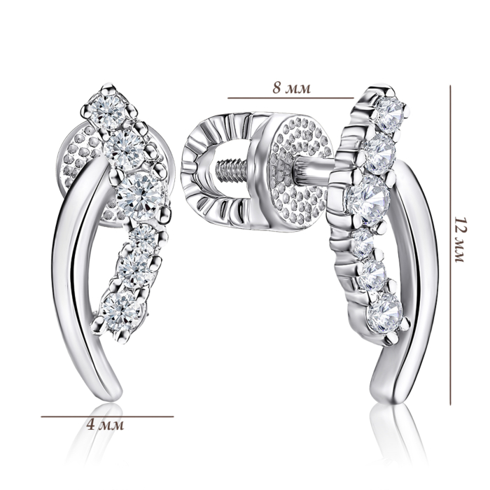 Серебряные серьги с фианитами. Артикул 41237/12/1/117