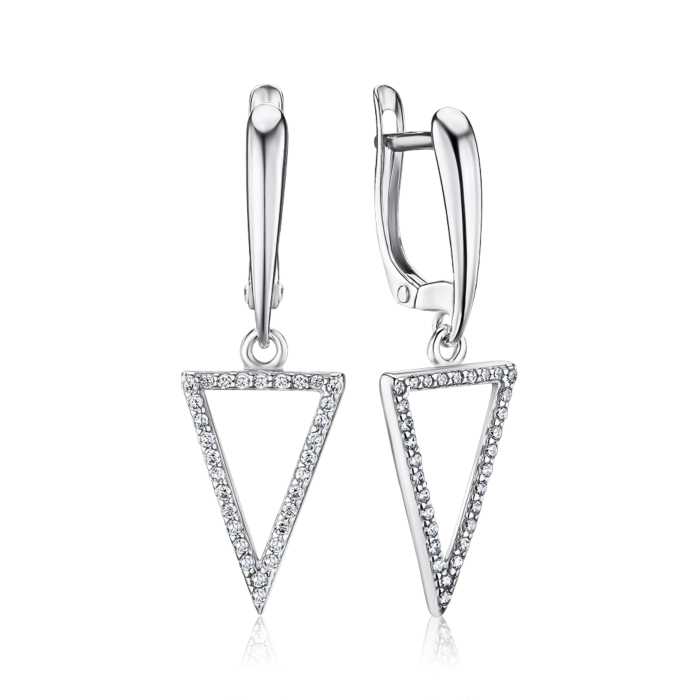 Срібні сережки з фіанітами. Артикул 41238/12/1/323