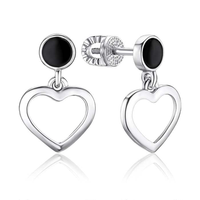 Срібні сережки з емаллю. Артикул 41239/12/1/389