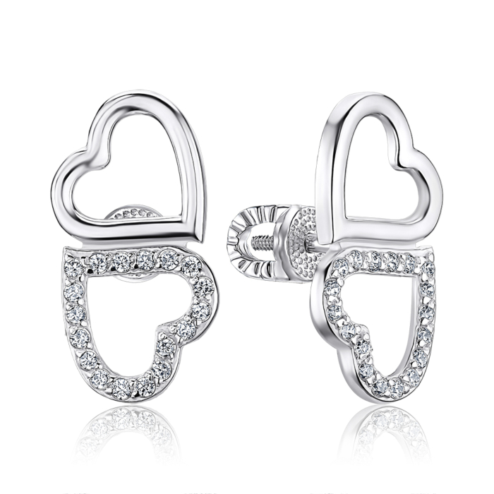 Срібні сережки з фіанітами. Артикул 41244/12/1/1