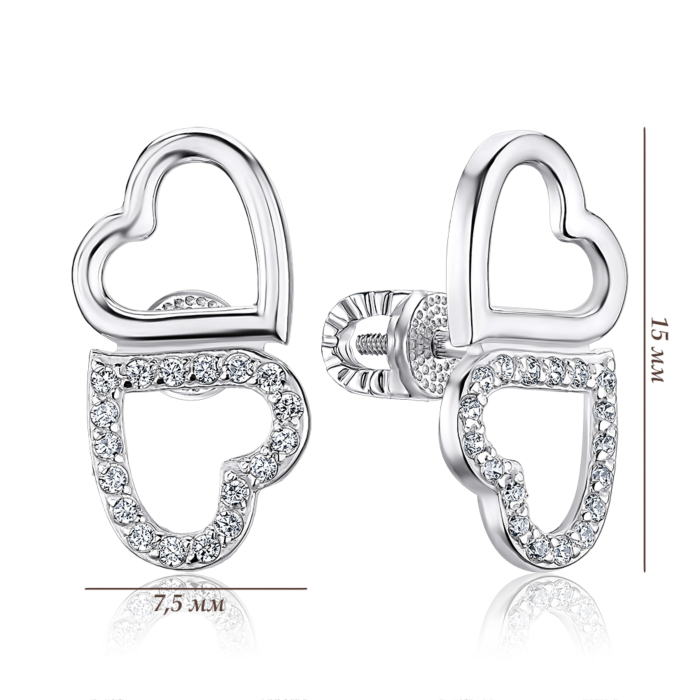 Срібні сережки з фіанітами. Артикул 41244/12/1/1