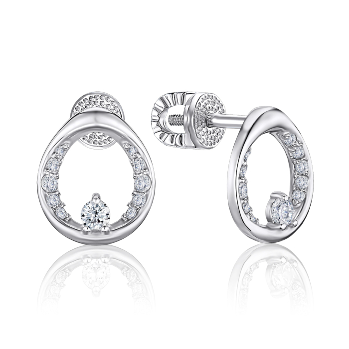 Срібні сережки з фіанітами 41261/12/1/1097