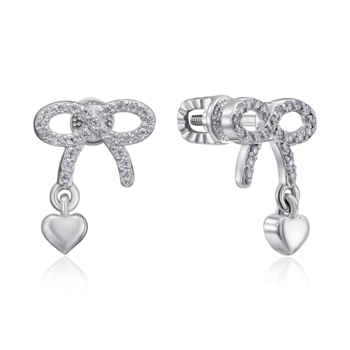 Серебряные серьги-пуссеты с фианитами. Артикул 41266/12/1/42