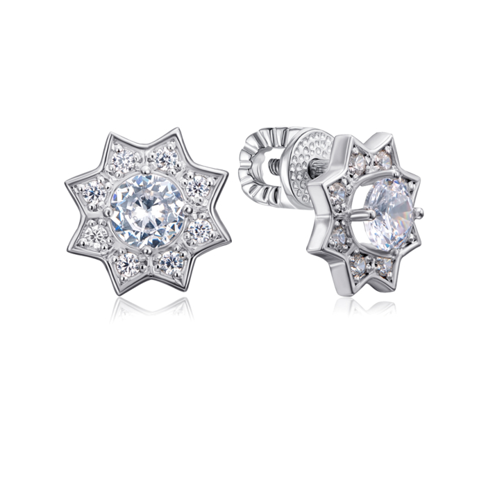 Срібні пусети з фіанітами. Артикул 41287/12/1/54