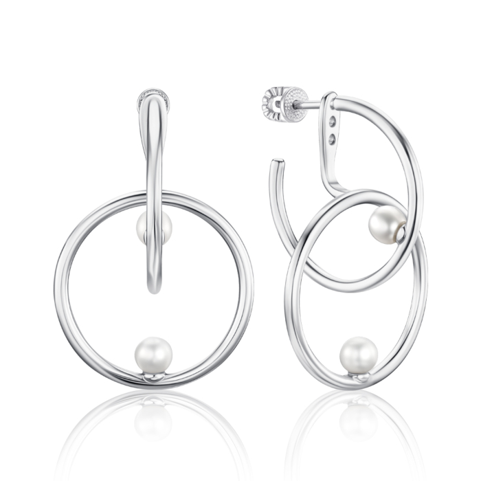 Серебряные серьги-трансформеры с жемчугом. Артикул 41289/12/1/2154